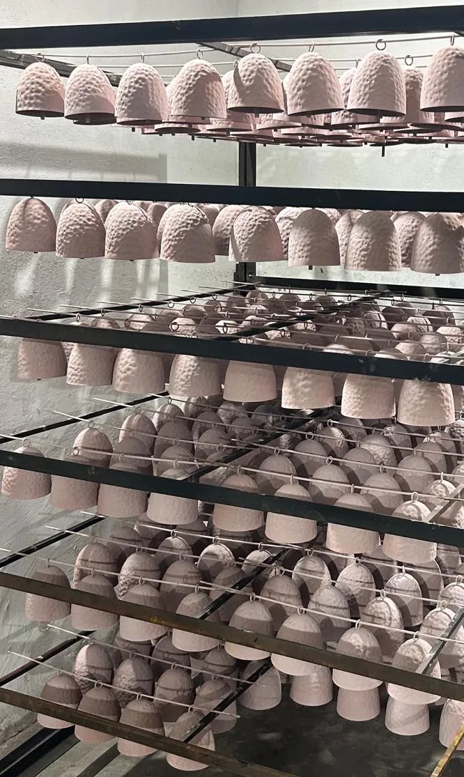 Hammered Bells powder coated in matte blush