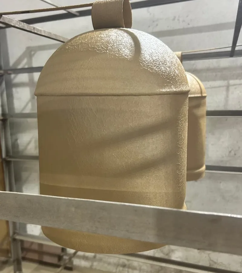 Crackle Bell, Racked powder coated in crackle sand