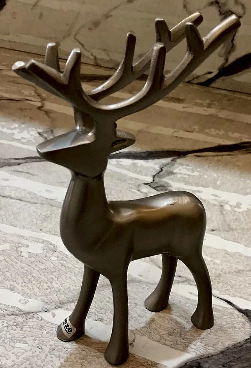 Reindeer Sculpture, Side powder coated in satin silver