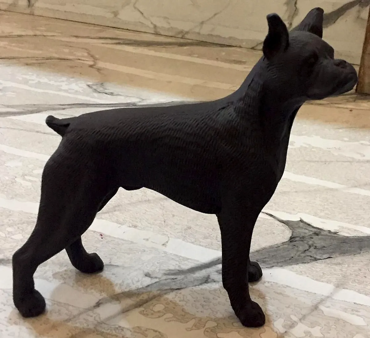 Boxer Dog Sculpture powder coated in textured matte black