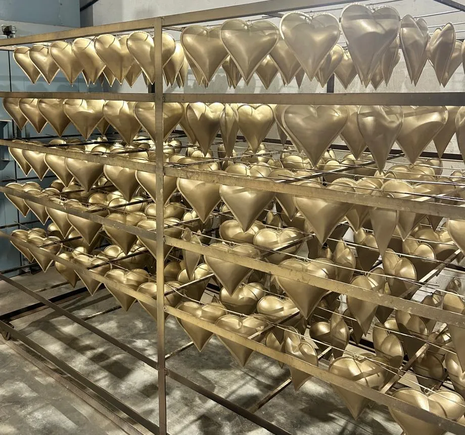 Heart Ornaments powder coated in metallic gold