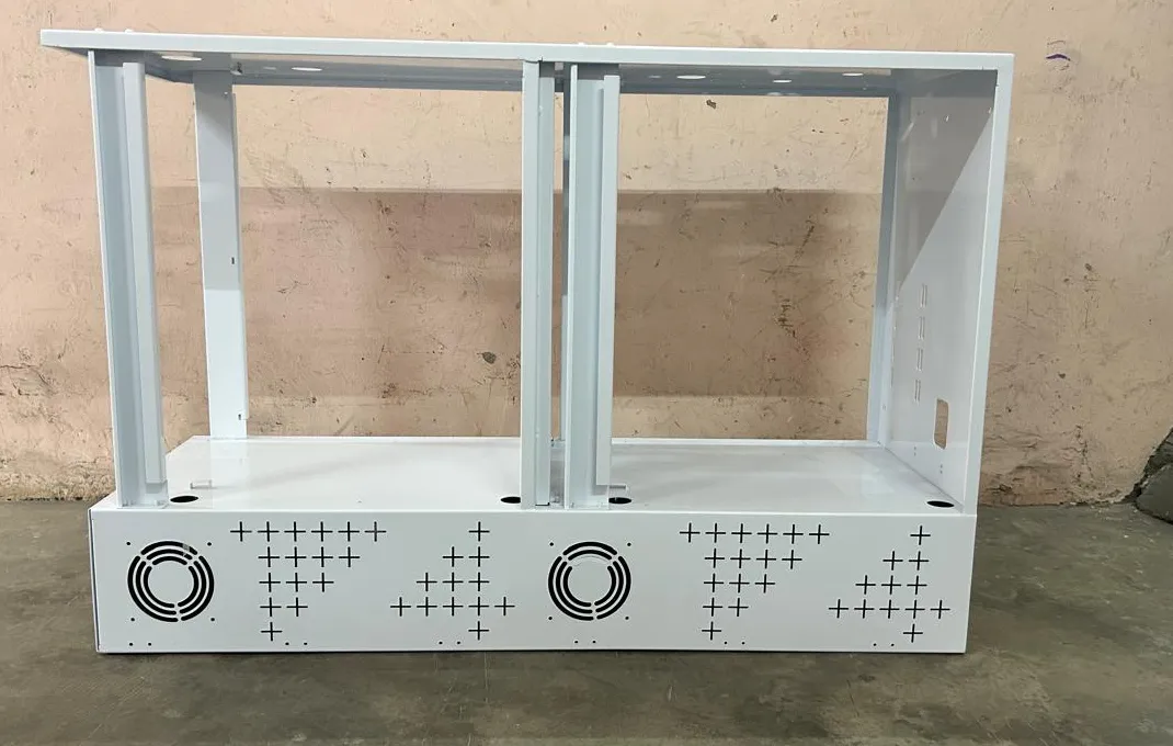 Panel Enclosure Frame powder coated in gloss white at Huevex Coatings, Sahibabad